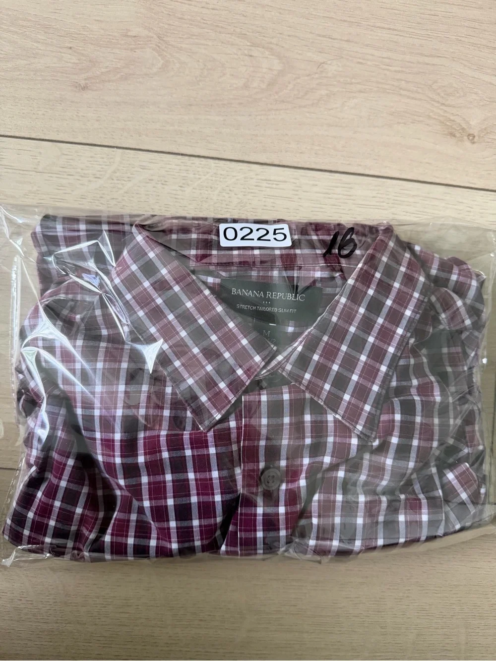 Banana Republic Burgundy and White Check Button-Down Shirt